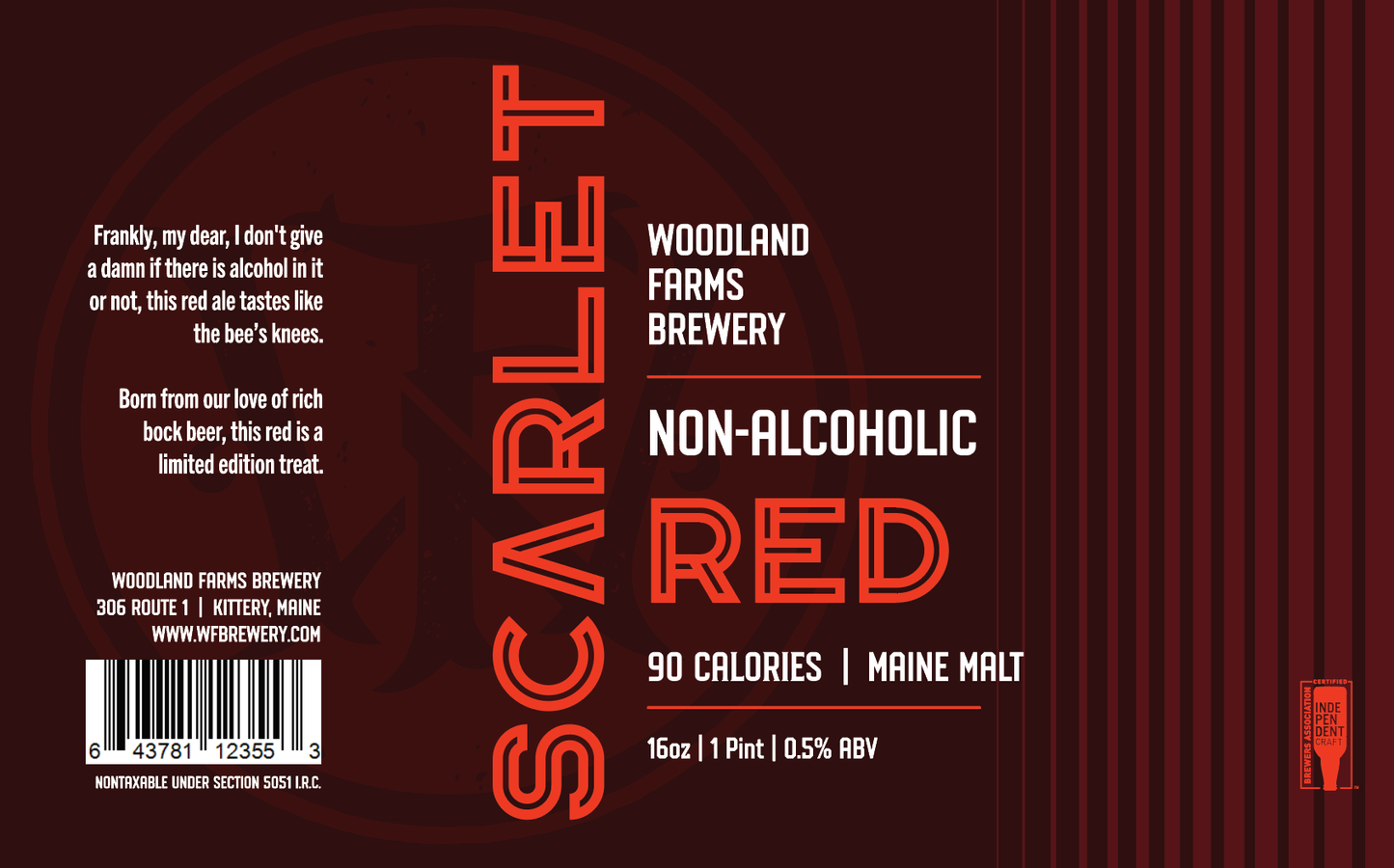 Scarlet - Non-Alcoholic Red, 4 pack - Woodland Farms Brewery LLC